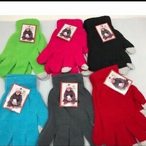 6 pack - Unisex Touch screen Warm winter knit gloves assorted colors